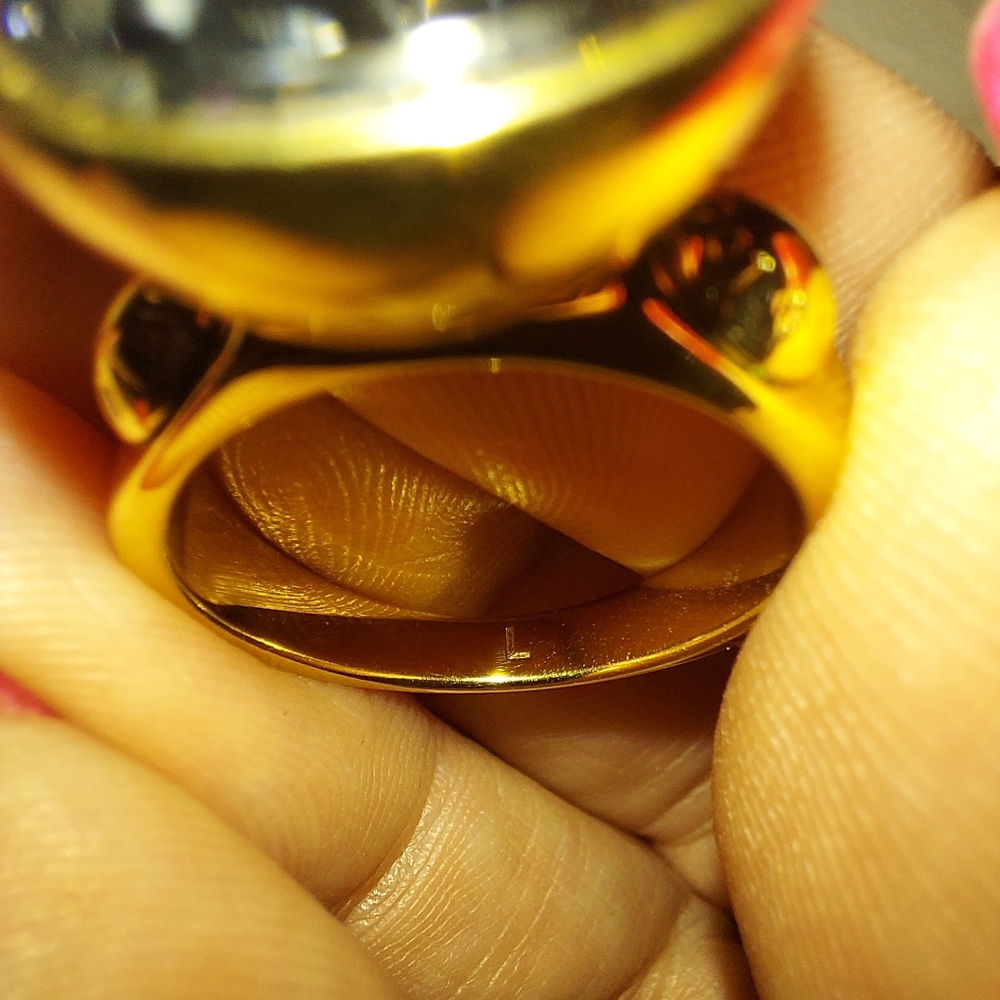 LOUIS VUITTON Over the Rainbow Ring Black Swarovski Crystal Sz L - Picture 5 of 12